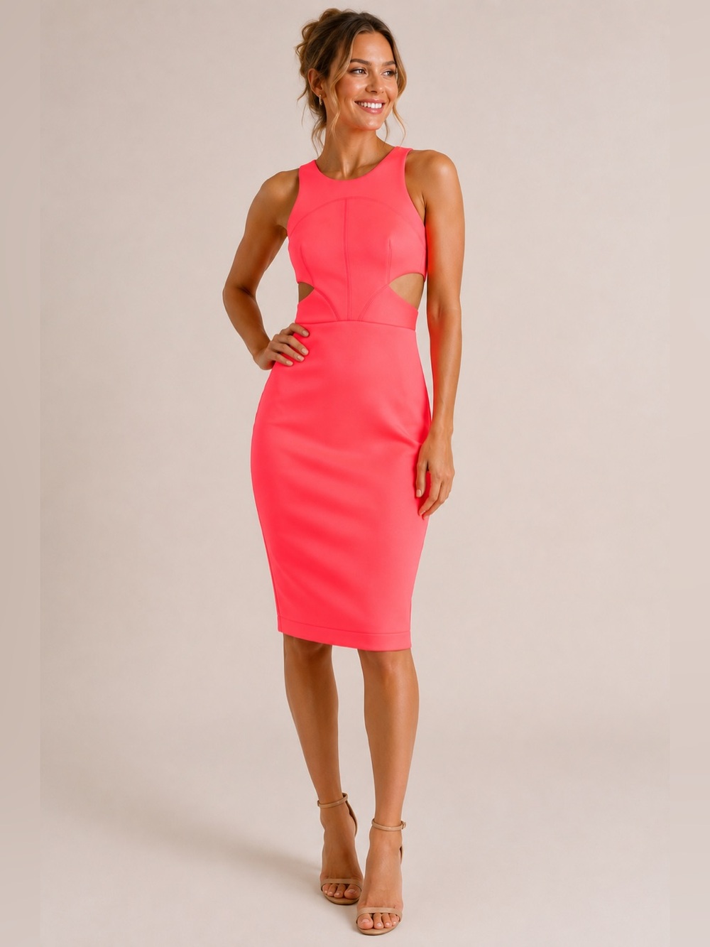 Hunter Bell Neon Coral Porter Dress Neoprene Size 6